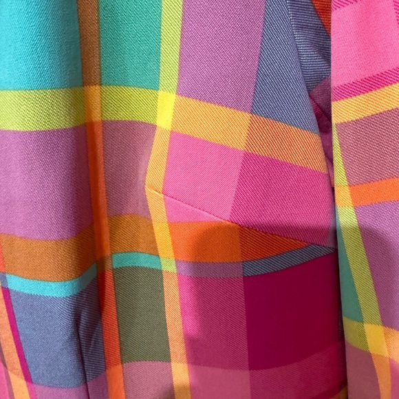 Isaac Mizrahi Pink and Orange Blazer with Bold Plaid Design - Picture 6 of 6
